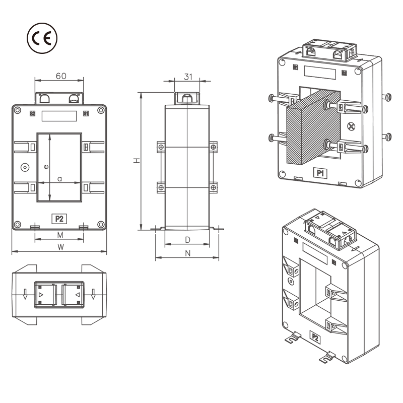 YADA YDBH0.66-III Series Split Core Class 0.2S, 0.5S, 0.2, 0.5,1.0 Current Transformer – CE Certified 100A-7500A to 5(1)A for Energy Monitoring & Metering - Image 4