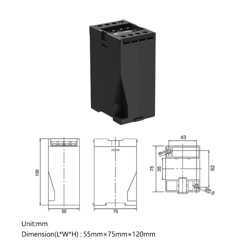 YADA YDD-I(U) AC Current / Voltage Transducer AC 0-30A or DC 0-700V Input DC 0~10V 0~40mA Output High Accuracy for Power Monitoring Systems - Image 5