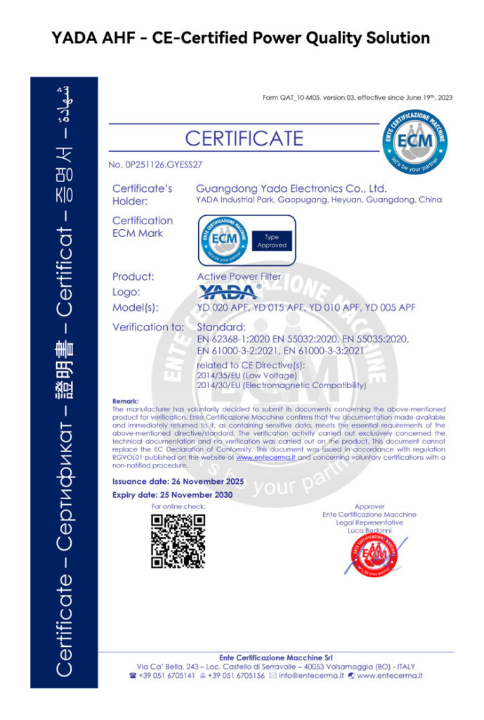 YADA Active Harmonic Filter AHF- Power Factor Correction, Harmonic ...